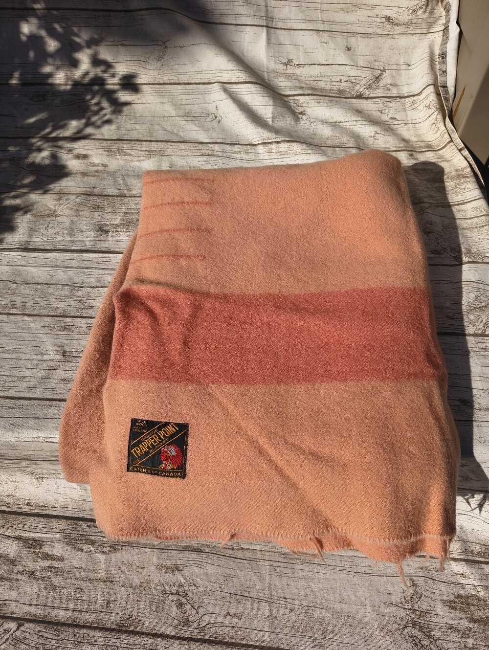 Vintage Trapper Point Wool 4 Point Pink Blanket